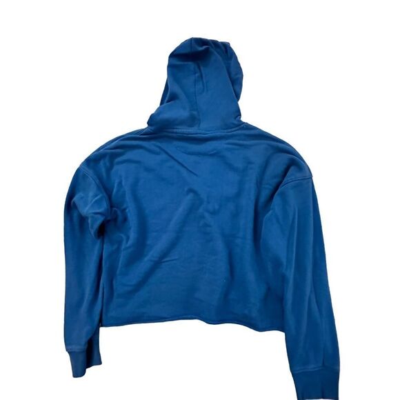 Champion ~ Turquoise/Teal Blue vneck cropped hooded sweatshirt ~ size Small - Picture 9 of 11